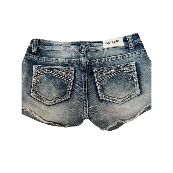 Shyanne Denim Shorts Western Blue Jean Short Embellished Pockets Women's Size 29 - Picture 4 of 5